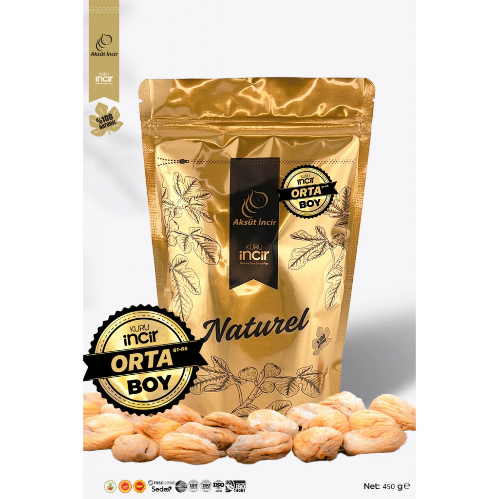 450g Gold Doypack Kuru İncir – Orta Boy Aydın İnciri (AB Coğrafi İşaretli)