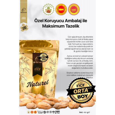450g Gold Doypack Kuru İncir – Orta Boy Aydın İnciri (AB Coğrafi İşaretli)
