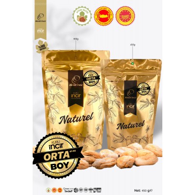 450g Gold Doypack Kuru İncir – Orta Boy Aydın İnciri (AB Coğrafi İşaretli)