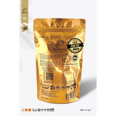 450g Gold Doypack Kuru İncir – Orta Boy Aydın İnciri (AB Coğrafi İşaretli)