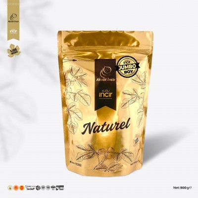 JUMBO Boy 900g Gold Doypack Kuru İncir – Aydın İnciri (AB Coğrafi İşaretli)