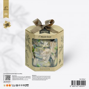 600g Kuru İncir Kraft Kurdeleli Altıgen Kutu