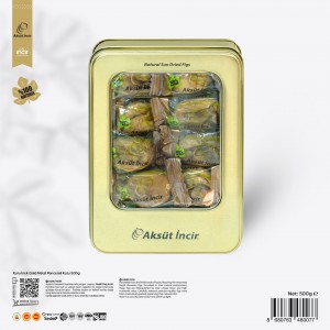 500g Kuru İncir Gold Metal Pencereli Kutu